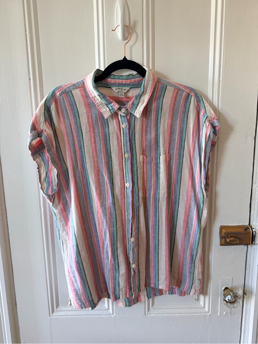 Orvis Multicolored Vertical Stripe Button-Down Shirt - Pink, Blue, Green
